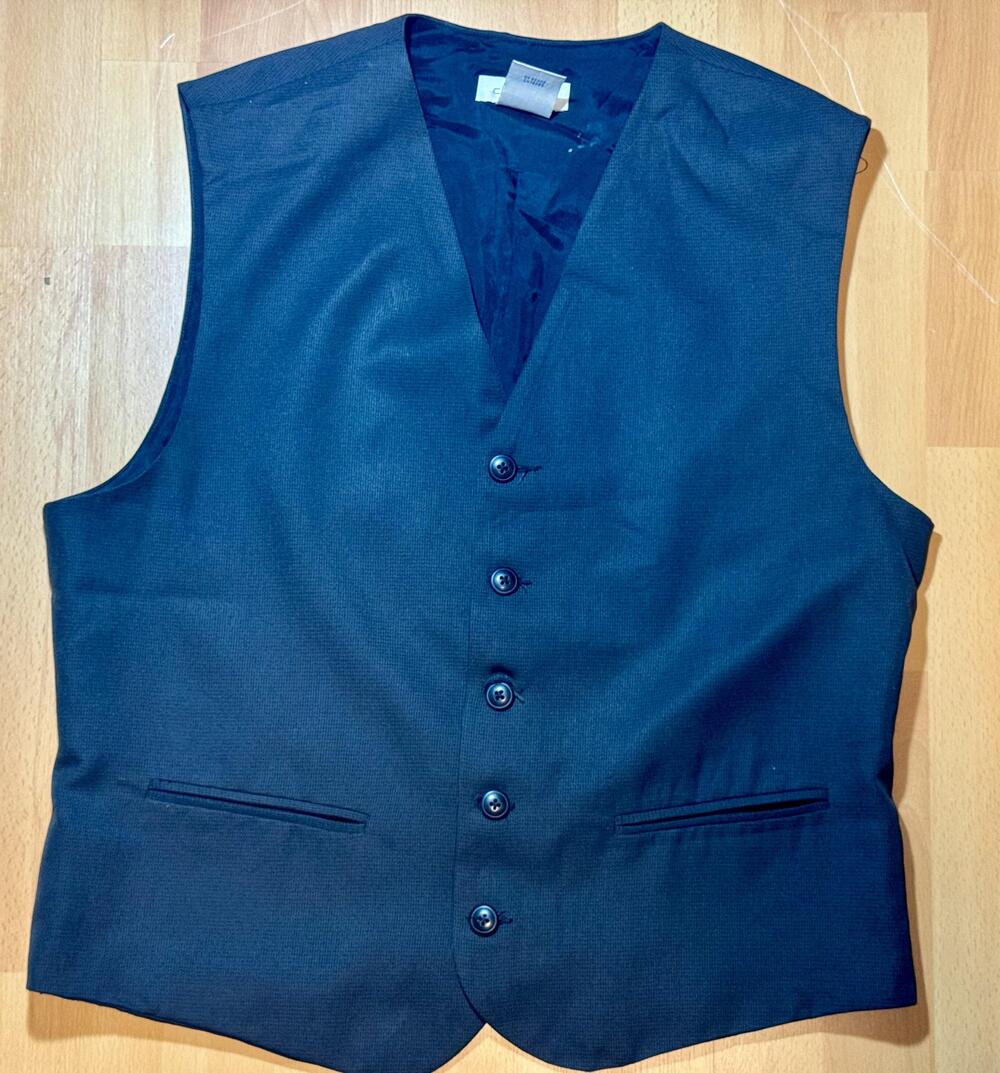 Claiborne Vest Mens Medium Black Formal Dress Waistcoat Adjustable Classic Fit